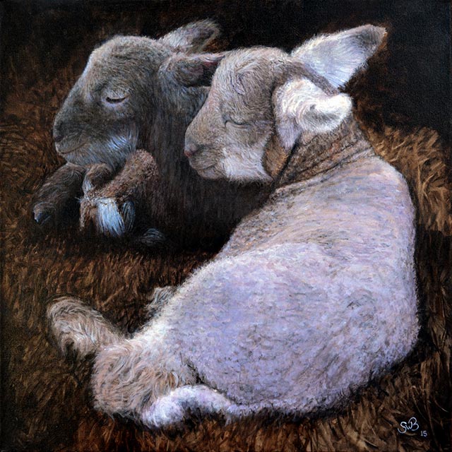 Painting of a two lambs